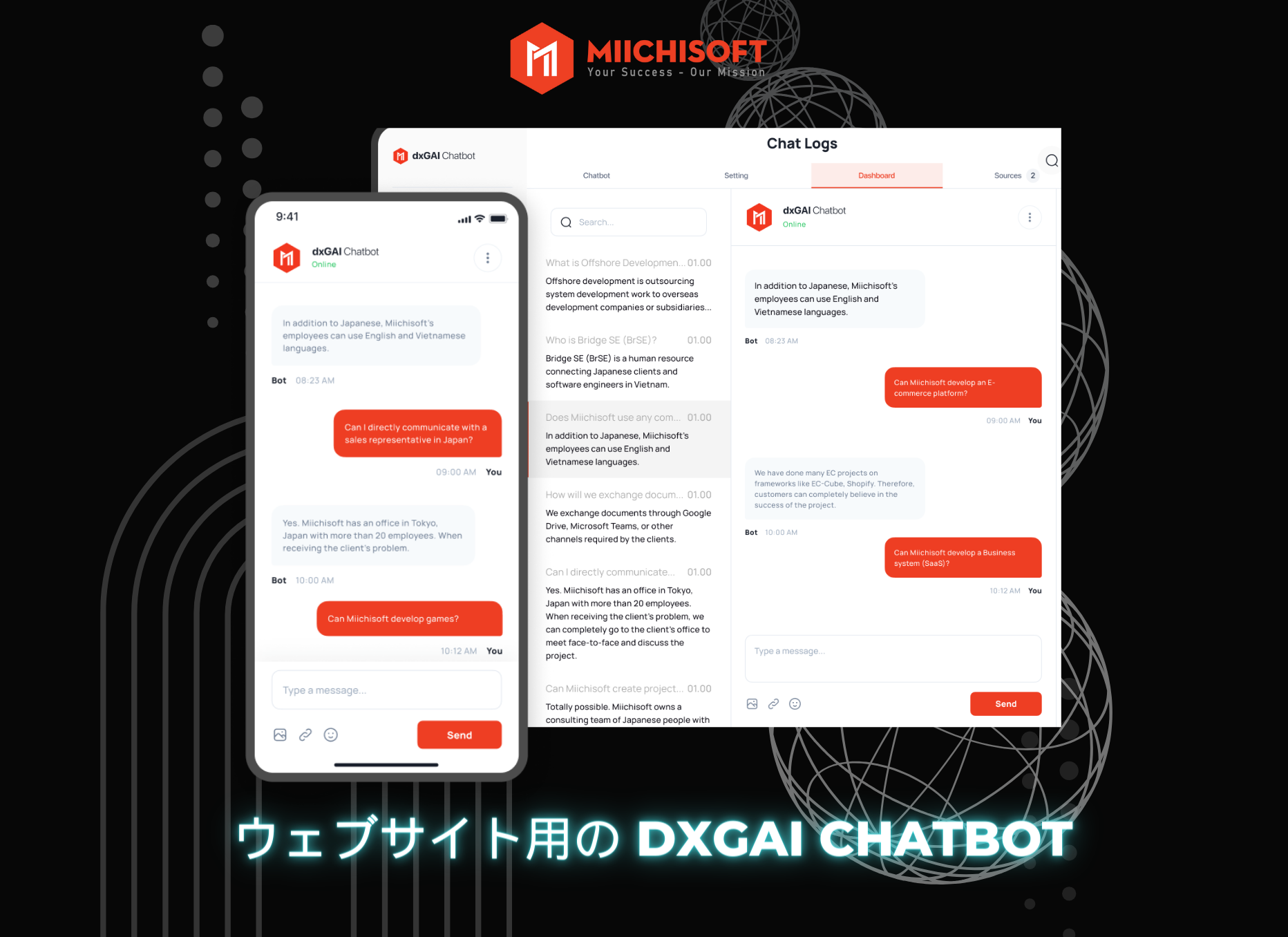 ウェブサイト用の dxGAI Chatbot
